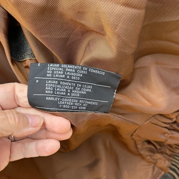 Harley-Davidson Vintage Distressed Brown with Black trim Leather Bomber Jacket - Picture 9 of 16